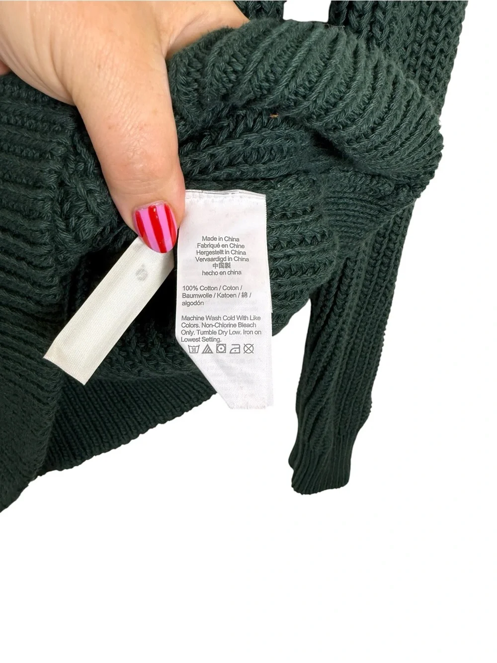 J. Crew Heritage Cotton Shaker-Stitch Crewneck Sweater Sz Small Dark Green